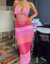 Polyphoe – Strickkleid mit Kontrastmuster